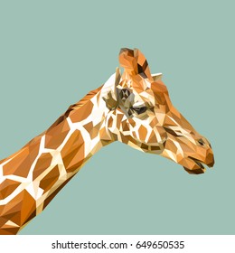 Giraffe low poly design. Triangle vector illustration.