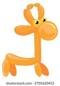 Una jirafa hecha de globos está de pie en una silla
