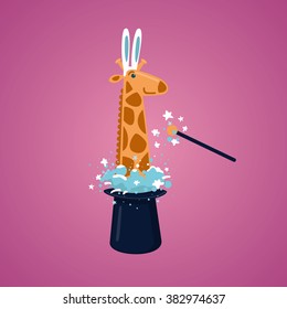 Giraffe in a magic hat