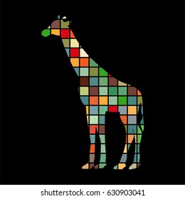 Giraffe mammal color silhouette animal