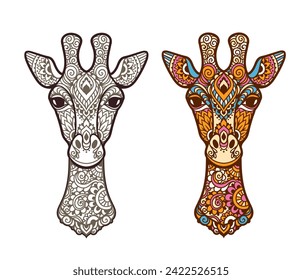 Giraffe mandala. Animal Vector illustration. 