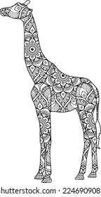 Giraffe Mandala Coloring Page for kids
