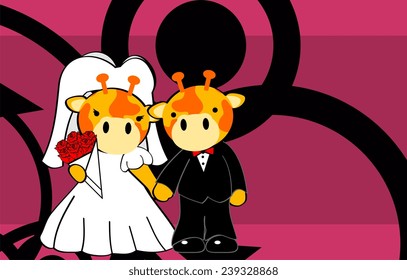 giraffe married cartoon background in vector format very easy to edit
