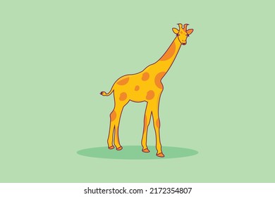 Giraffe mascot cartoon character Vector Icon Illustration. Flat cartoon style icon design.
