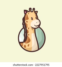 Giraffe mascot. simple and cute design, combined with cheerful colors. suitable for logo, tshirt, sticker etc