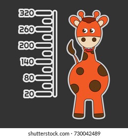 giraffe measure height vector cartoon