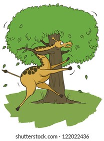 Giraffe Meets Low Hanging Branch