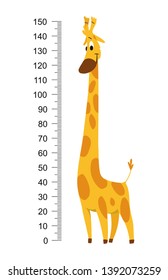 Giraffe meter wall or height chart vector illustration.