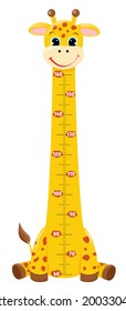 Giraffe. Meter wall or height chart on white background.