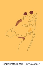 Giraffe in minimal style continuous one line drawing. Logo of the giraffe. Vector illustration
