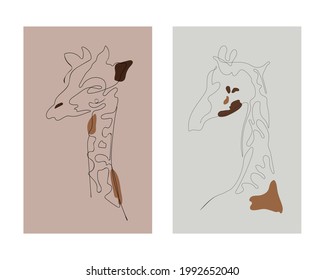 Giraffe in minimal style continuous one line drawing. Logo of the giraffe. Vector illustration
