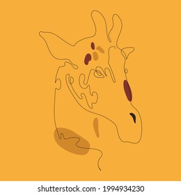 Giraffe in minimal style continuous one line drawing. Logo of the giraffe. Vector illustration
