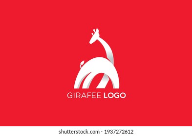 Giraffe minimalist logo red background