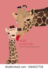 Giraffe mom card vector