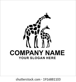 giraffe mom and kids logo vector