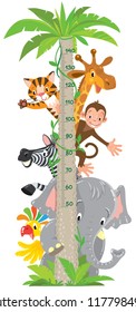 Giraffe, Monkey, Tiger. Meter Wall Or Height Chart