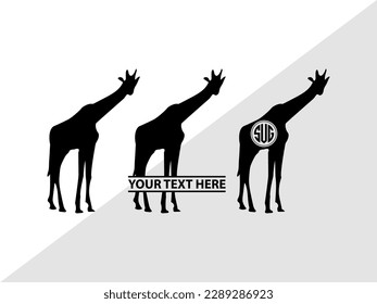 Giraffe Monogram Vector Illustration Silhouette