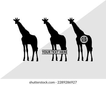 Giraffe Monogram Vector Illustration Silhouette