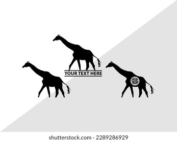 Giraffe Monogram Vector Illustration Silhouette