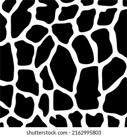 Giraffe Motifs Pattern in Black and White. Animal Print Series. Vector Illustration