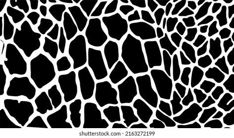 Giraffe Motifs Pattern in Black and White. Animal Print Series. Vector Illustration