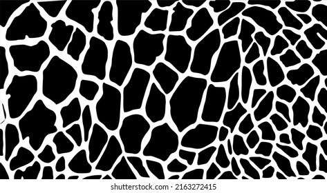 Giraffe Motifs Pattern in Black and White. Animal Print Series. Vector Illustration