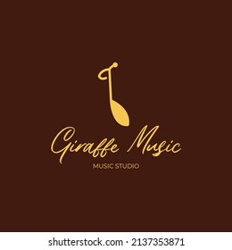 Giraffe music logo design inspiration. Minimalist modern music note logo template. Vector Illustration