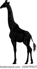 Giraffe Natural Look Black Vector Silhouette Design Element