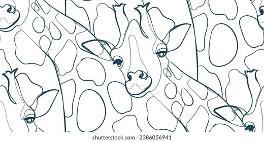 girafa naturaleza fauna silvestre artística inmaterial vector de tinta de una línea patrón dibujado a mano 