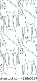 girafa naturaleza fauna silvestre artística inmaterial vector de tinta de una línea patrón dibujado a mano 