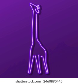 giraffe neon sign, modern glowing banner design, colorful modern design trend. Vector illustration.