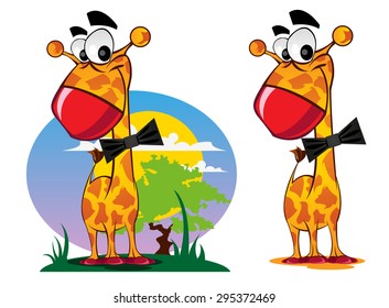 Giraffe on the background ( without background ) in the bow tie