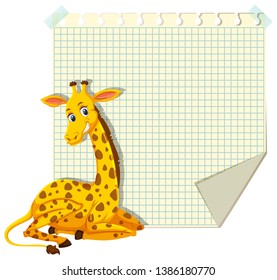 Giraffe on blank note illustration