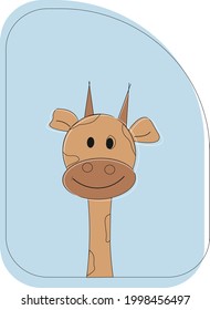 giraffe on blue background, cute design, children’s illustration, animals, cartoon 