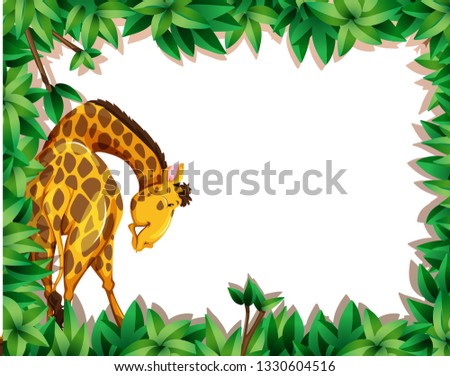 A giraffe on nature border illustration