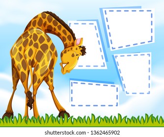 Giraffe en la ilustración de la plantilla de notas