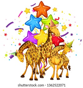 Giraffe on party template illustration