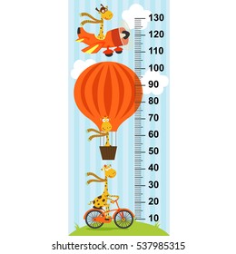giraffe on transport height measure - vector illustration, eps