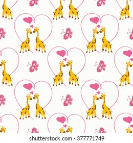 Giraffe on a white background. Background, texture, wallpaper. Seamless.