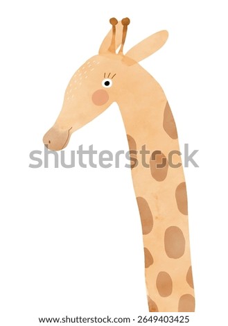 Giraffe on White. Nursery Vector Art with Cute Giraffe. Funny Hand Drawn Print with Cartoon of Giraffe on a White Background. Safari Animal. Infantile Drawing-like Funny African Animal. RGB.