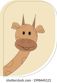 Giraffe on yellow background, cartoon animal, animals, children’s illustration , brown, cute art