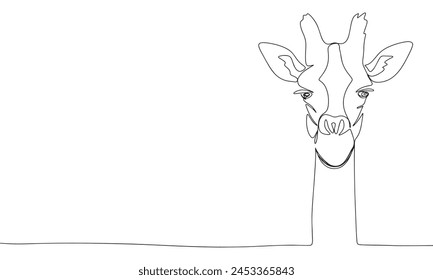 Giraffe one line continuous. Line art Giraffe. Hand drawn vector art.