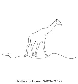 Giraffe one line continuous outline vector art drawing and simple minimalist design