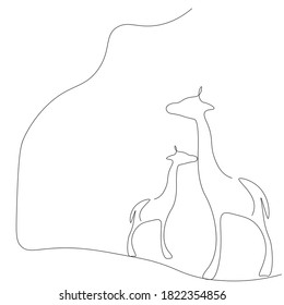 Giraffe one line drawing, african wild. Vector illustration