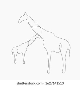 Giraffe one line drawing vector illustration