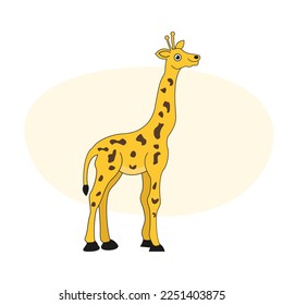 Giraffe, one of the tallest animals in the forest. Vector illustration.