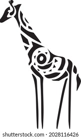 Giraffe Ornament vector image. Tribal tattoo art with black giraffe silhouette