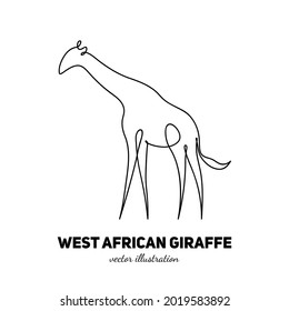 Esbozo de jirafa. Línea única continua. Contorsión animal. Logo lineal