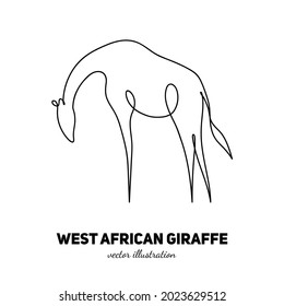 Giraffe outline. Continuous single line. Animal contour. Linear logo