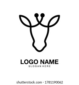 Giraffe outline Logo, flat modern design